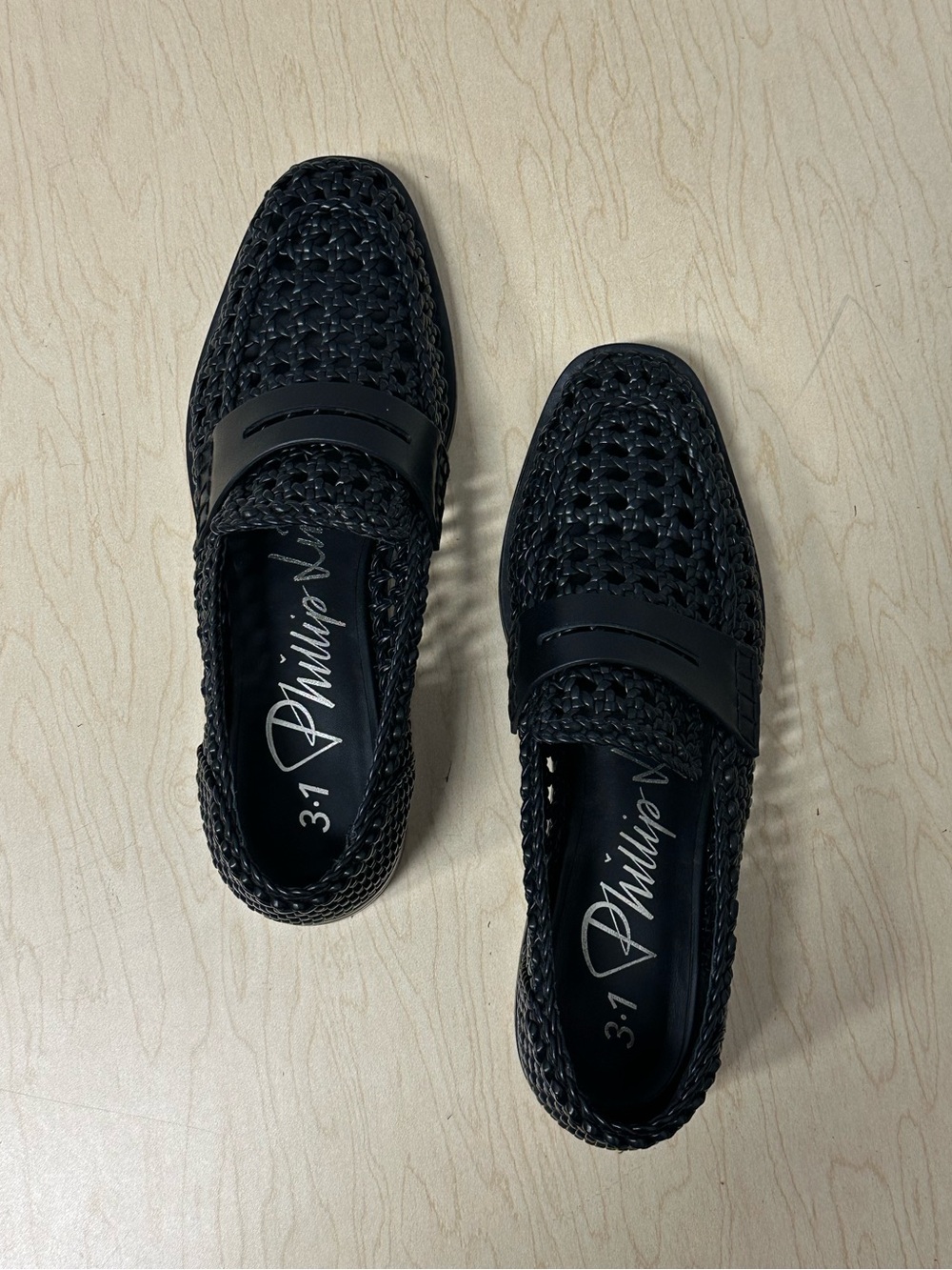 3.1 PHILLIP LIM - Alexa Macrame Woven Leather Loafers - Size 39 Womens
